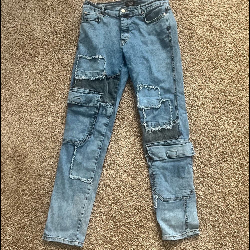 Skinny stretch patchwork jeans